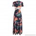 LKOUS Women's Crop Top Split Maxi Dress 2 Pieces Floral Print Outfits Dress Orange B072R1KCKF